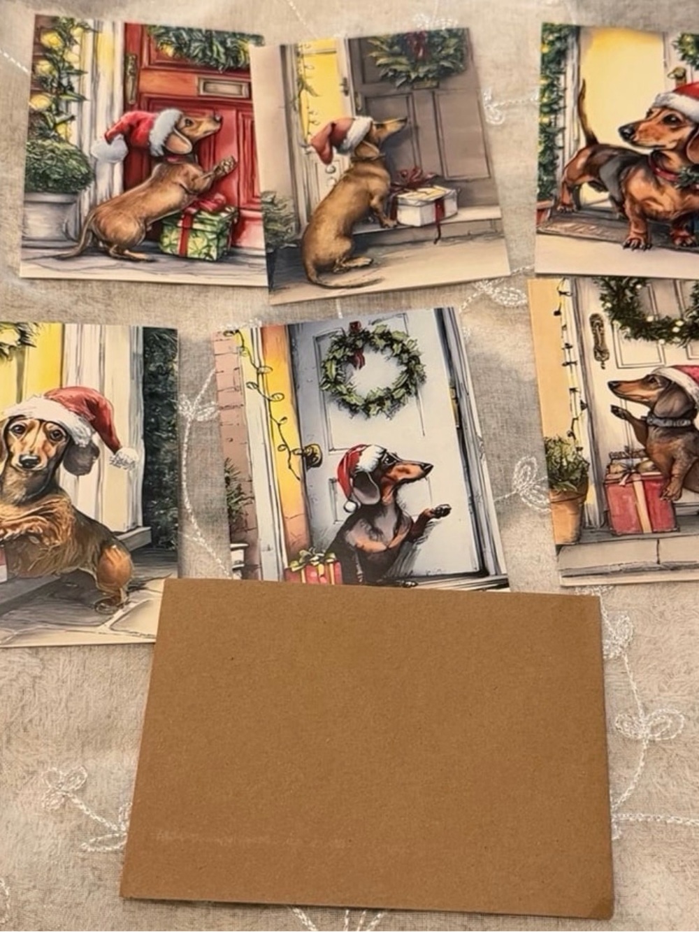 6 Dachshund Christmas Cards & envelopes #278